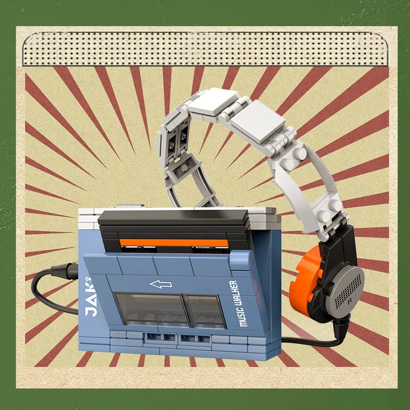 DIY Retro Electrical Appliances Furniture TV Computer Tape Walkman Game Consoles Radio Building Blocks Model Bricks Sets Toys