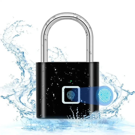 Keyless Smart Lock Fingerprint Padlock Waterproof Door Lock USB Charging 0.2Sec Unlock Outdoors Portable Anti-Theft Padlock Zinc